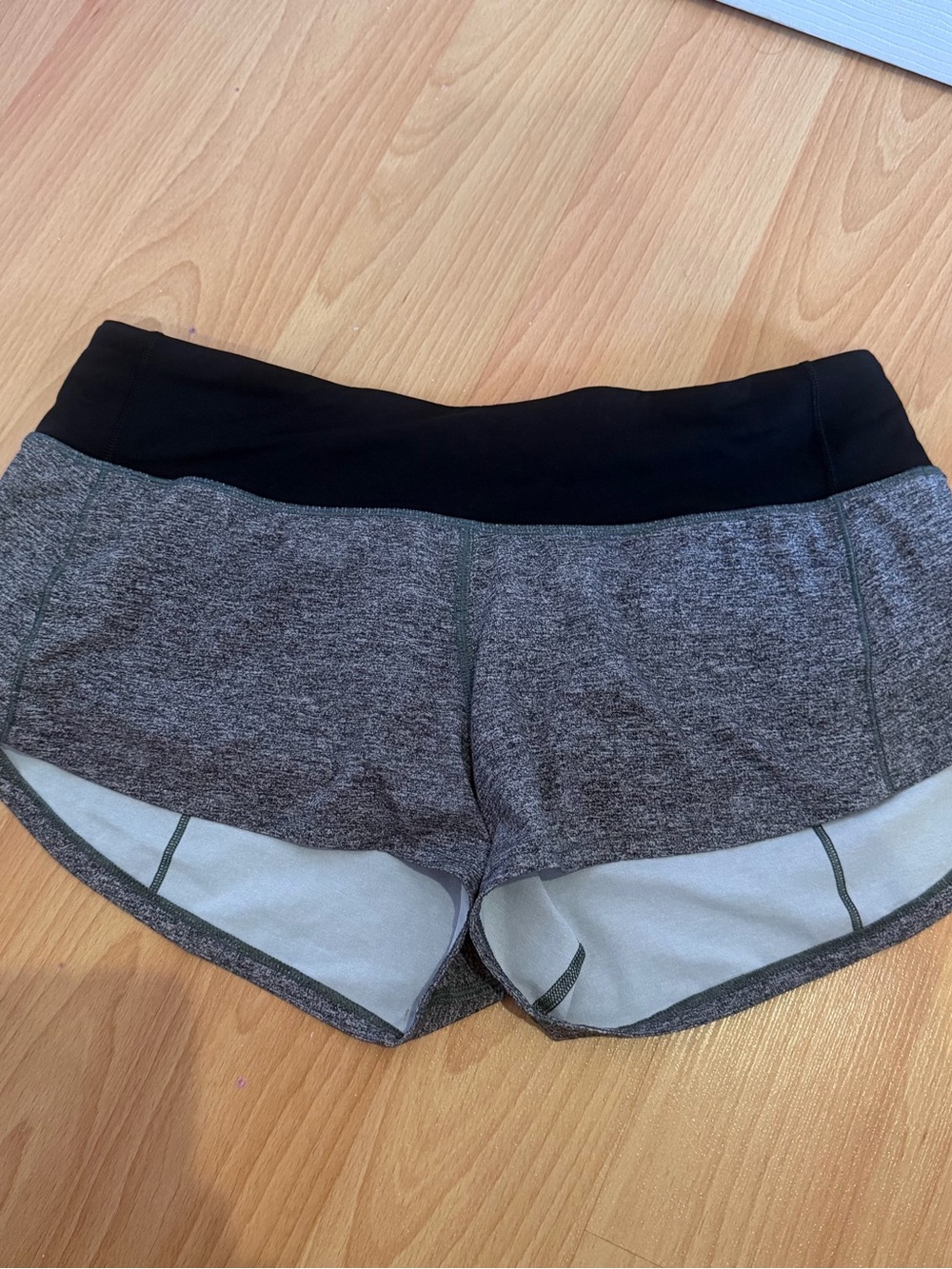 Lululemon Women’s Sped Up 2.5” Gray Active Shorts with Black Waistband